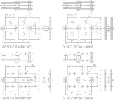 ANSI Double Pitch Stainless Steel Attachment Chains (SAA1 SKK1 SAA2 SKK2)